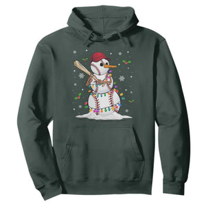 Christmas Baseball Player Hoodie Snowman Balls Xmas Gifts Santa Sports Men Boys TS10 Dark Forest Green Print Your Wear