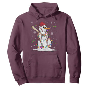 Christmas Baseball Player Hoodie Snowman Balls Xmas Gifts Santa Sports Men Boys TS10 Maroon Print Your Wear