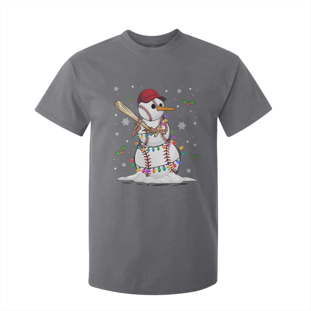 Christmas Baseball Player T Shirt For Kid Snowman Balls Xmas Gifts Santa Sports Men Boys TS10 Charcoal Print Your Wear