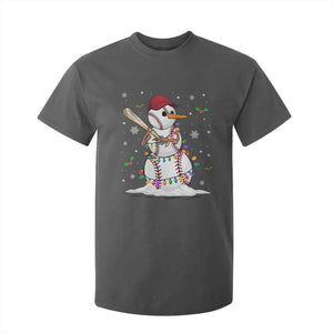 Christmas Baseball Player T Shirt For Kid Snowman Balls Xmas Gifts Santa Sports Men Boys TS10 Dark Heather Print Your Wear