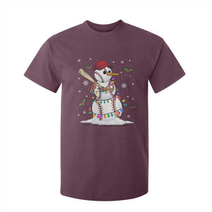 Christmas Baseball Player T Shirt For Kid Snowman Balls Xmas Gifts Santa Sports Men Boys TS10 Maroon Print Your Wear