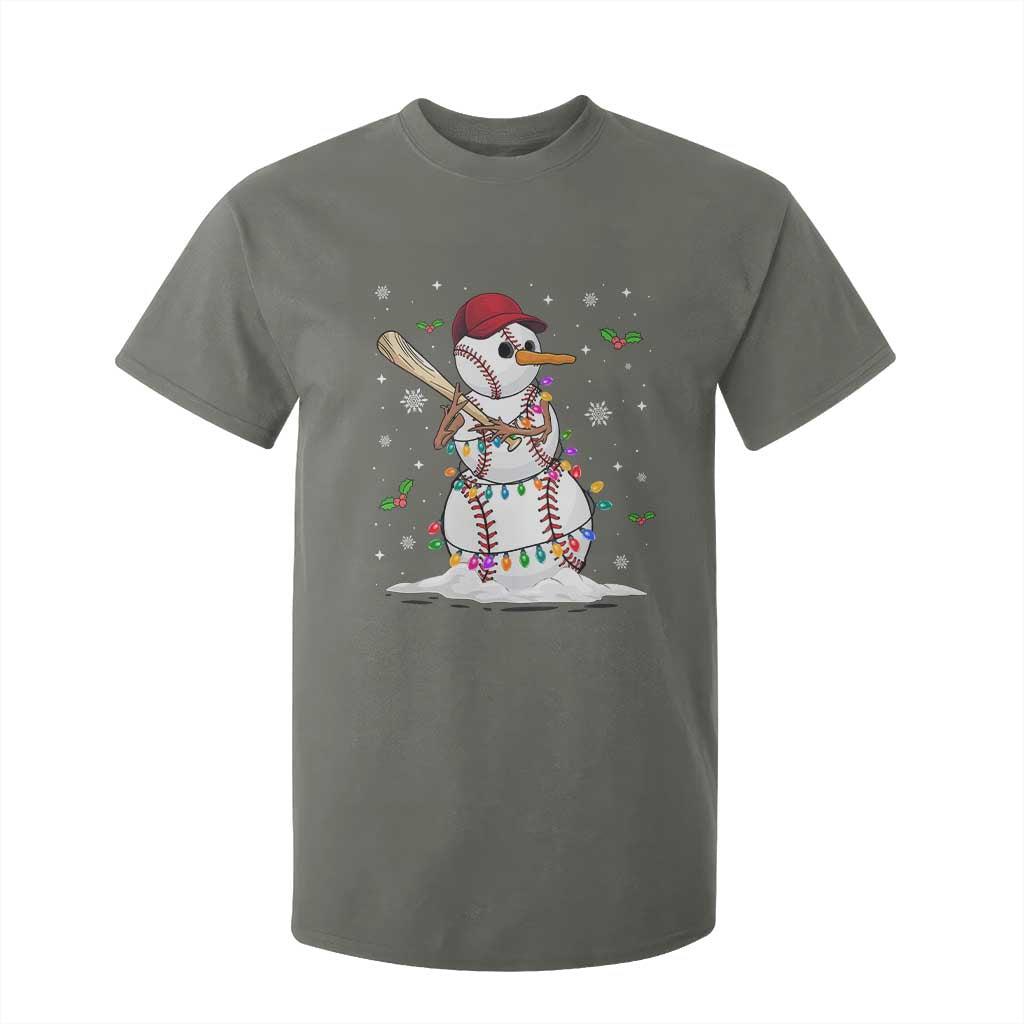 Christmas Baseball Player T Shirt For Kid Snowman Balls Xmas Gifts Santa Sports Men Boys TS10 Military Green Print Your Wear