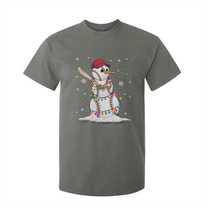 Christmas Baseball Player T Shirt For Kid Snowman Balls Xmas Gifts Santa Sports Men Boys TS10 Military Green Print Your Wear