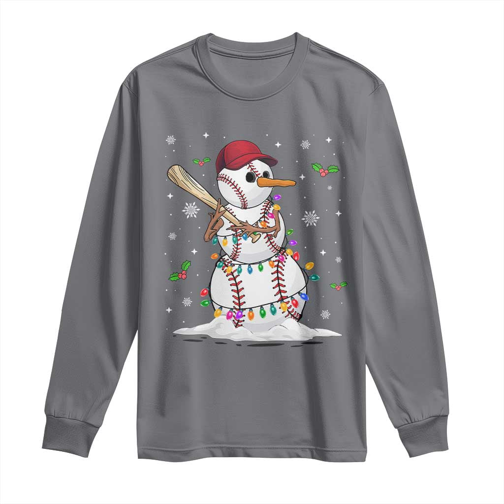 Christmas Baseball Player Long Sleeve Shirt Snowman Balls Xmas Gifts Santa Sports Men Boys TS10 Charcoal Print Your Wear