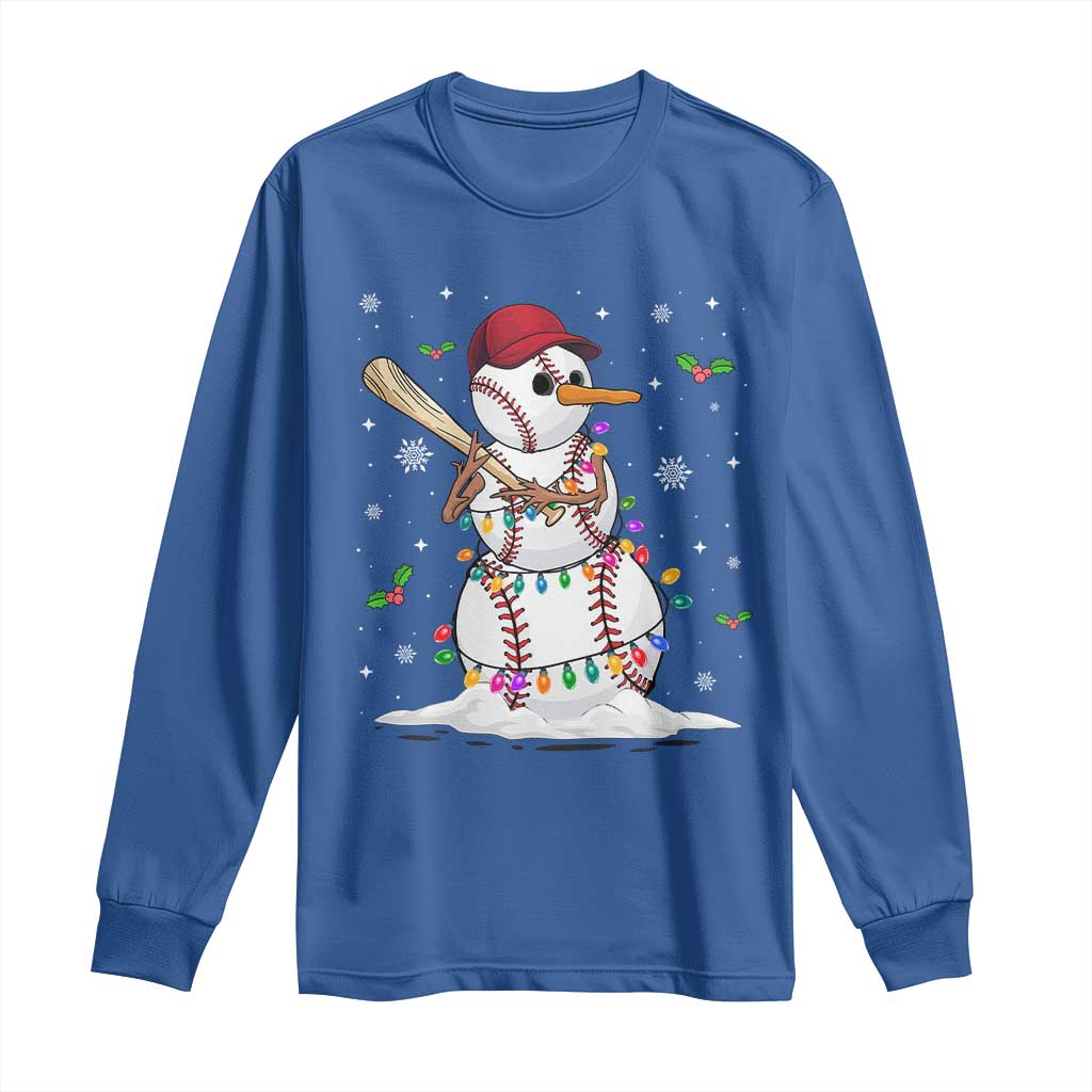 Christmas Baseball Player Long Sleeve Shirt Snowman Balls Xmas Gifts Santa Sports Men Boys TS10 Royal Blue Print Your Wear