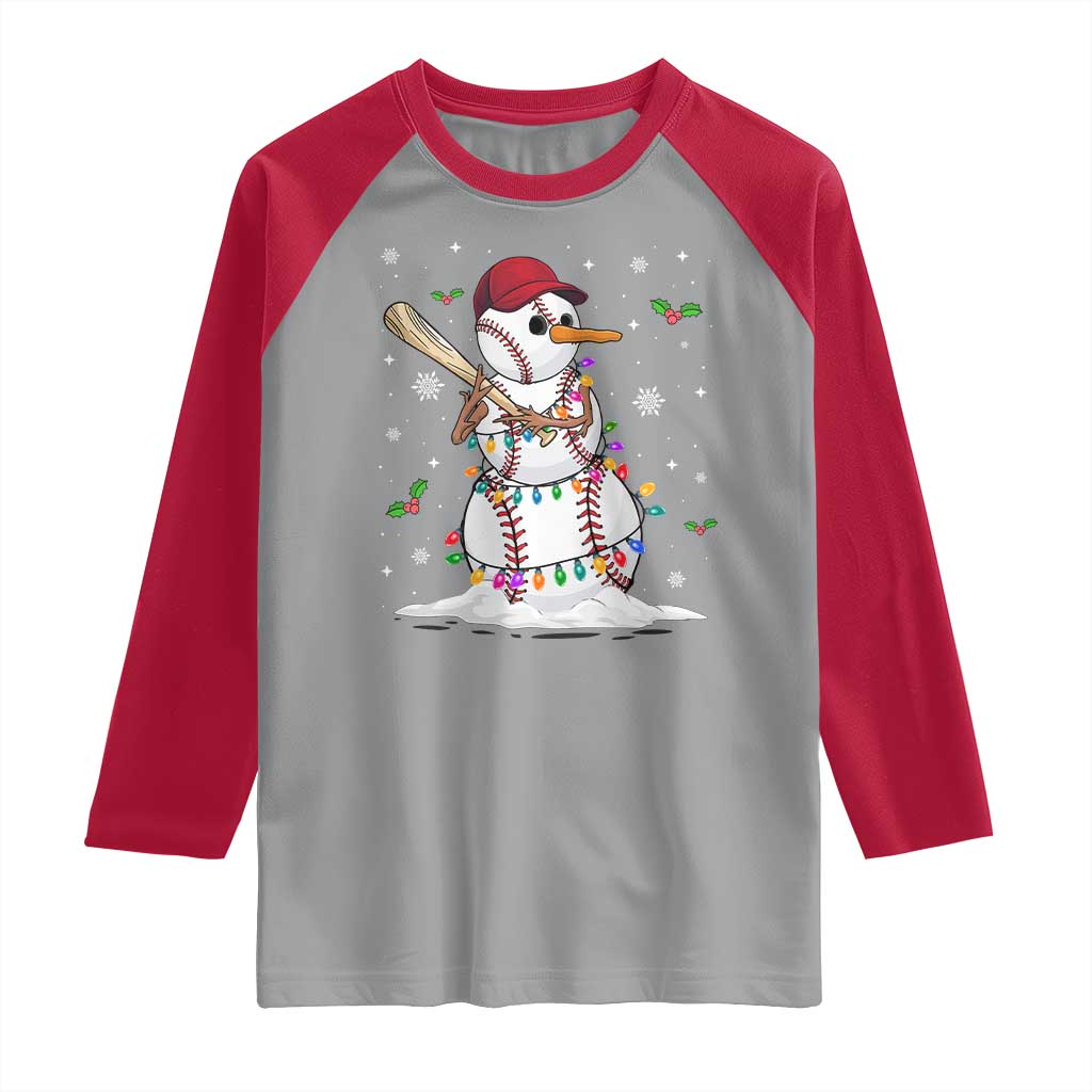 Christmas Baseball Player Raglan Shirt Snowman Balls Xmas Gifts Santa Sports Men Boys TS10 Sport Gray Red Print Your Wear