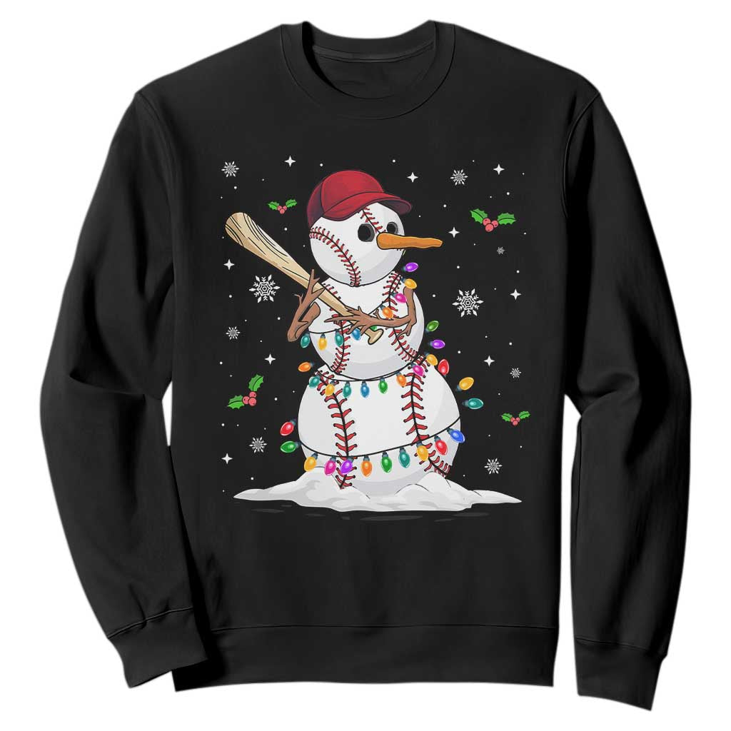 Christmas Baseball Player Sweatshirt Snowman Balls Xmas Gifts Santa Sports Men Boys TS10 Black Print Your Wear