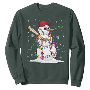 Christmas Baseball Player Sweatshirt Snowman Balls Xmas Gifts Santa Sports Men Boys TS10 Dark Forest Green Print Your Wear