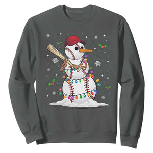Christmas Baseball Player Sweatshirt Snowman Balls Xmas Gifts Santa Sports Men Boys TS10 Dark Heather Print Your Wear