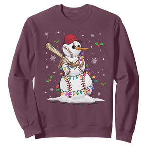Christmas Baseball Player Sweatshirt Snowman Balls Xmas Gifts Santa Sports Men Boys TS10 Maroon Print Your Wear