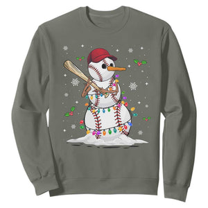 Christmas Baseball Player Sweatshirt Snowman Balls Xmas Gifts Santa Sports Men Boys TS10 Military Green Print Your Wear