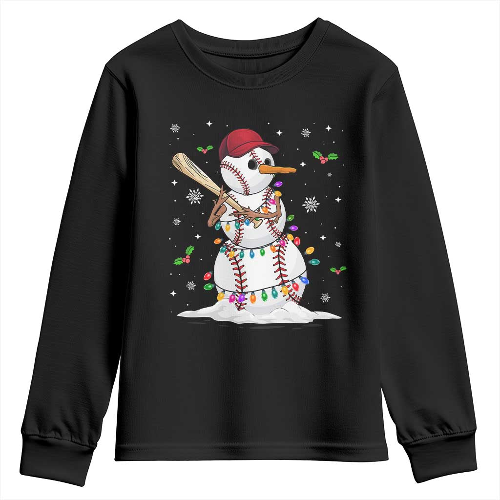 Christmas Baseball Player Youth Sweatshirt Snowman Balls Xmas Gifts Santa Sports Men Boys TS10 Black Print Your Wear