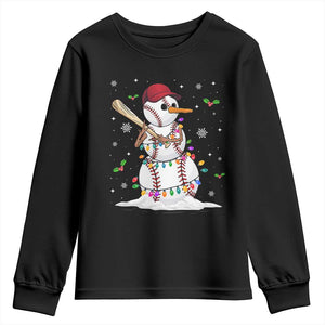 Christmas Baseball Player Youth Sweatshirt Snowman Balls Xmas Gifts Santa Sports Men Boys TS10 Black Print Your Wear
