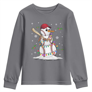 Christmas Baseball Player Youth Sweatshirt Snowman Balls Xmas Gifts Santa Sports Men Boys TS10 Charcoal Print Your Wear