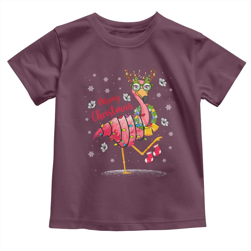 Christmas Flamingo Baby Shirt Tropical Xmas Family Beach Vacation TS10 Maroon Print Your Wear