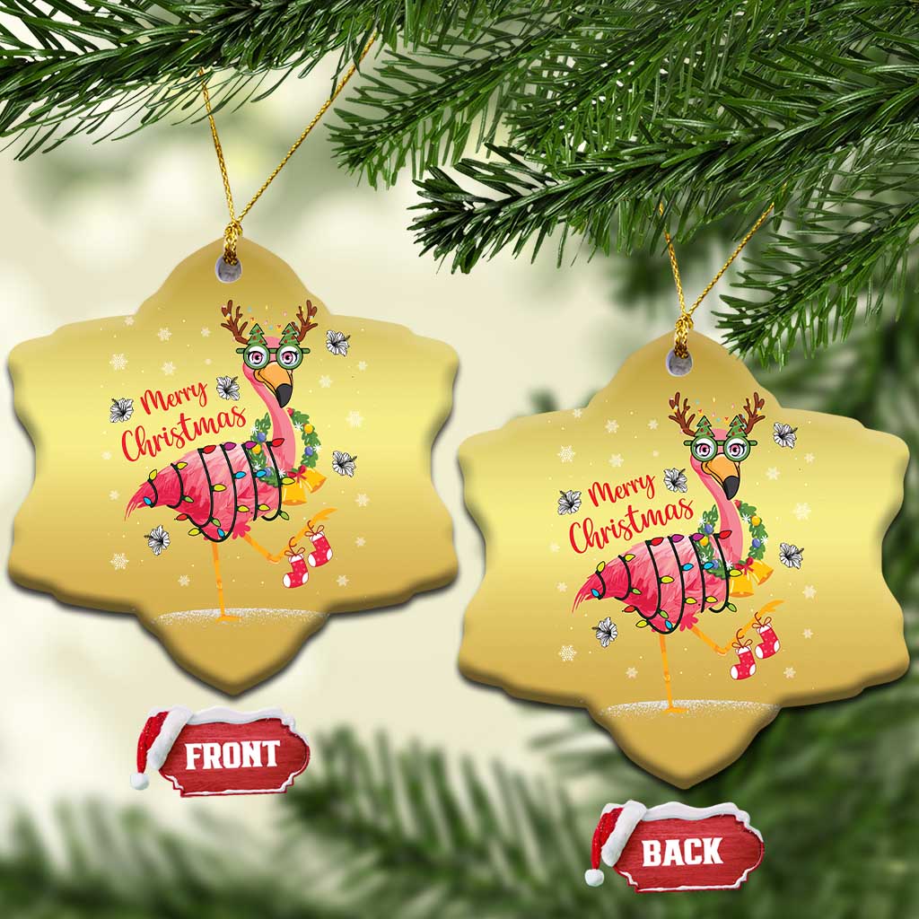 Christmas Flamingo Christmas Ornament Tropical Xmas Family Beach Vacation TS10 Snow Flake Gold Print Your Wear