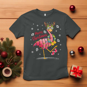 Christmas Flamingo T Shirt Tropical Xmas Family Beach Vacation TS10 Dark Heather Print Your Wear