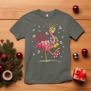 Christmas Flamingo T Shirt Tropical Xmas Family Beach Vacation TS10 Military Green Print Your Wear