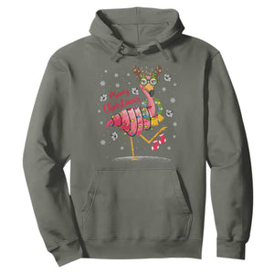 Christmas Flamingo Hoodie Tropical Xmas Family Beach Vacation TS10 Military Green Print Your Wear