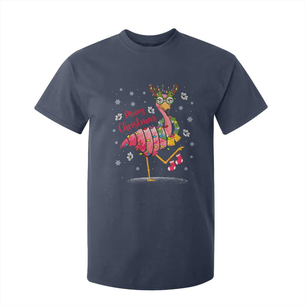 Christmas Flamingo T Shirt For Kid Tropical Xmas Family Beach Vacation TS10 Navy Print Your Wear