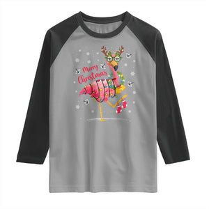 Christmas Flamingo Raglan Shirt Tropical Xmas Family Beach Vacation TS10 Sport Gray Black Print Your Wear