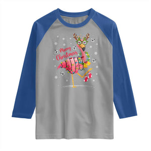 Christmas Flamingo Raglan Shirt Tropical Xmas Family Beach Vacation TS10 Sport Gray Royal Print Your Wear