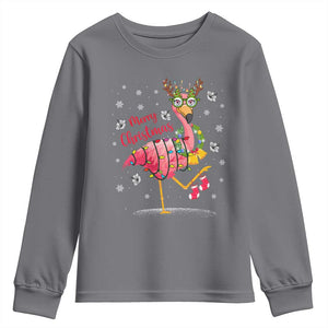 Christmas Flamingo Youth Sweatshirt Tropical Xmas Family Beach Vacation TS10 Charcoal Print Your Wear