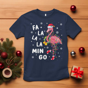 Christmas Flamingo T Shirt Hawaii Christmas Xmas Lights Tree TS10 Navy Print Your Wear