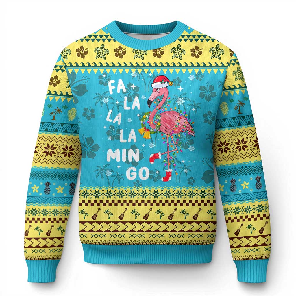 Flamingo Ugly Christmas Sweater Hawaii Christmas Xmas Lights Tree TS10 Hawaii Print Your Wear