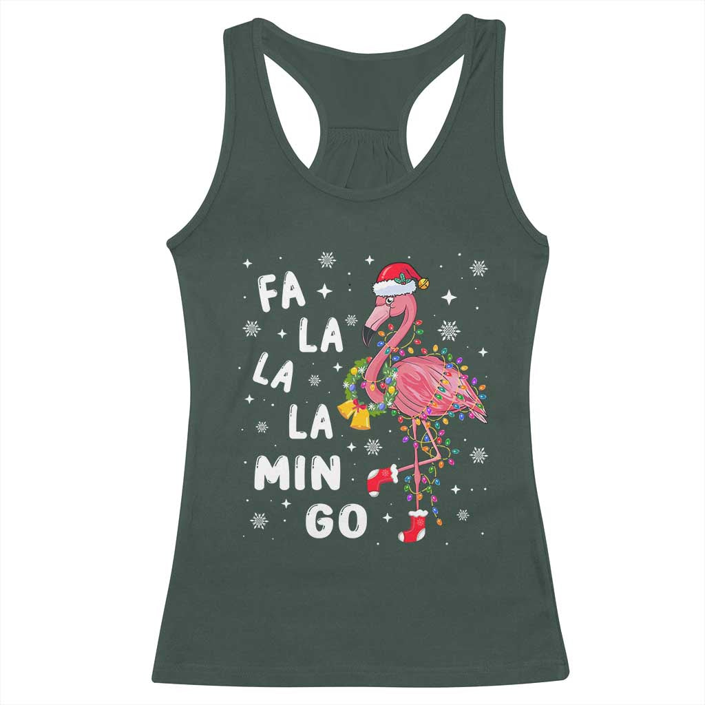 Christmas Flamingo Racerback Tank Top Hawaii Christmas Xmas Lights Tree TS10 Dark Forest Green Print Your Wear
