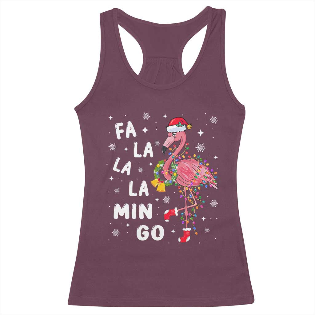 Christmas Flamingo Racerback Tank Top Hawaii Christmas Xmas Lights Tree TS10 Maroon Print Your Wear