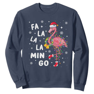Christmas Flamingo Sweatshirt Hawaii Christmas Xmas Lights Tree TS10 Navy Print Your Wear