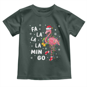 Christmas Flamingo Toddler T Shirt Hawaii Christmas Xmas Lights Tree TS10 Dark Forest Green Print Your Wear