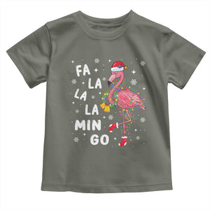 Christmas Flamingo Toddler T Shirt Hawaii Christmas Xmas Lights Tree TS10 Military Green Print Your Wear