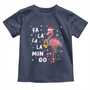 Christmas Flamingo Toddler T Shirt Hawaii Christmas Xmas Lights Tree TS10 Navy Print Your Wear