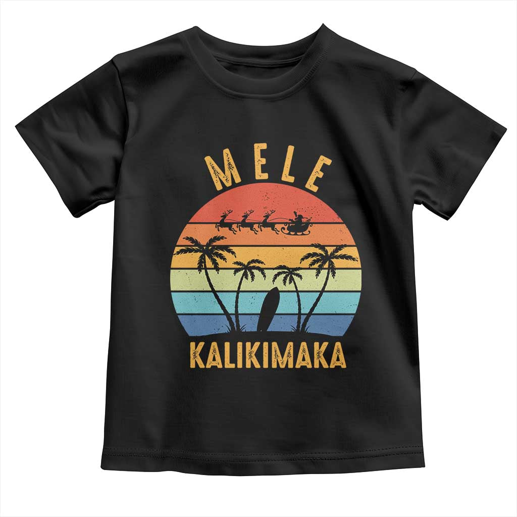 Mele Kalikimaka Hawaiian Christmas Baby Shirt Retro Hawaii Island Palm Beach Surfboard Surf Xmas Family TS10 Black Print Your Wear