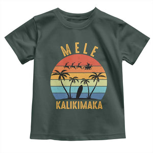 Mele Kalikimaka Hawaiian Christmas Baby Shirt Retro Hawaii Island Palm Beach Surfboard Surf Xmas Family TS10 Dark Forest Green Print Your Wear
