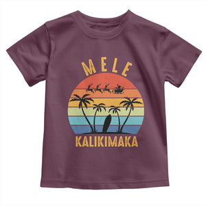 Mele Kalikimaka Hawaiian Christmas Baby Shirt Retro Hawaii Island Palm Beach Surfboard Surf Xmas Family TS10 Maroon Print Your Wear