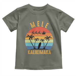 Mele Kalikimaka Hawaiian Christmas Baby Shirt Retro Hawaii Island Palm Beach Surfboard Surf Xmas Family TS10 Military Green Print Your Wear
