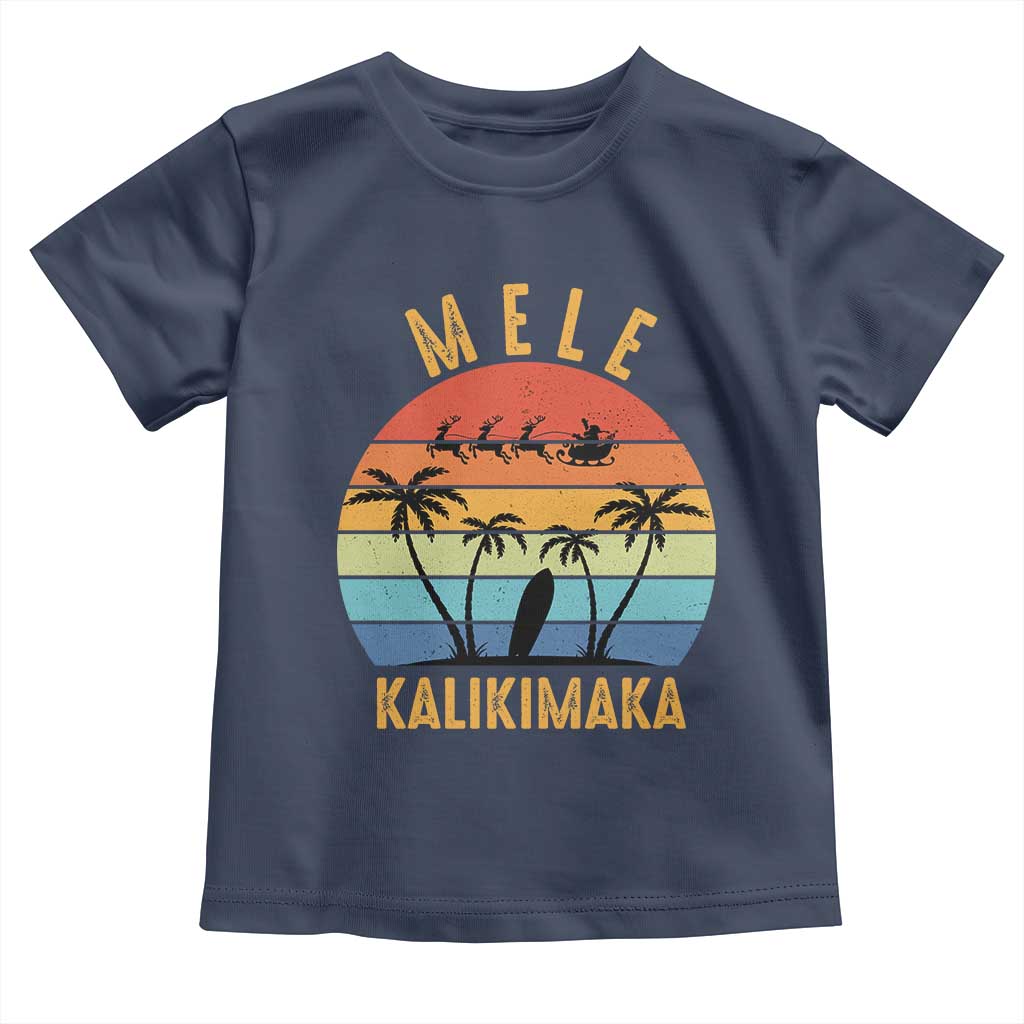 Mele Kalikimaka Hawaiian Christmas Baby Shirt Retro Hawaii Island Palm Beach Surfboard Surf Xmas Family TS10 Navy Print Your Wear