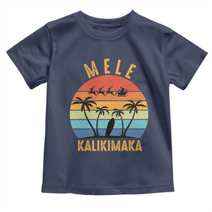 Mele Kalikimaka Hawaiian Christmas Baby Shirt Retro Hawaii Island Palm Beach Surfboard Surf Xmas Family TS10 Navy Print Your Wear
