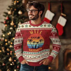 Mele Kalikimaka Hawaiian Christmas Ugly Christmas Sweater Retro Hawaii Island Palm Beach Surfboard Surf Xmas Family TS10 Hibiscus Print Your Wear