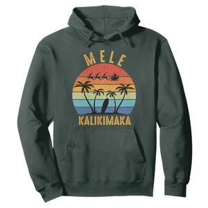 Mele Kalikimaka Hawaiian Christmas Hoodie Retro Hawaii Island Palm Beach Surfboard Surf Xmas Family TS10 Dark Forest Green Print Your Wear