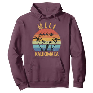 Mele Kalikimaka Hawaiian Christmas Hoodie Retro Hawaii Island Palm Beach Surfboard Surf Xmas Family TS10 Maroon Print Your Wear