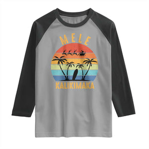 Mele Kalikimaka Hawaiian Christmas Raglan Shirt Retro Hawaii Island Palm Beach Surfboard Surf Xmas Family TS10 Sport Gray Black Print Your Wear