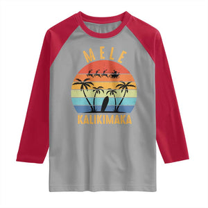 Mele Kalikimaka Hawaiian Christmas Raglan Shirt Retro Hawaii Island Palm Beach Surfboard Surf Xmas Family TS10 Sport Gray Red Print Your Wear