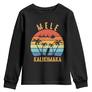Mele Kalikimaka Hawaiian Christmas Youth Sweatshirt Retro Hawaii Island Palm Beach Surfboard Surf Xmas Family TS10 Black Print Your Wear