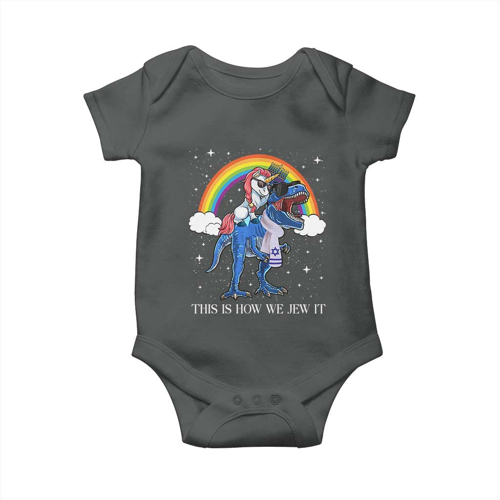 Funny Hanukkah Baby Onesie Jewnicorn This Is How We Jew It TS10 Dark Heather Print Your Wear