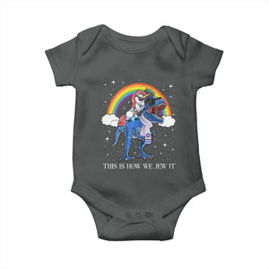 Funny Hanukkah Baby Onesie Jewnicorn This Is How We Jew It TS10 Dark Heather Print Your Wear