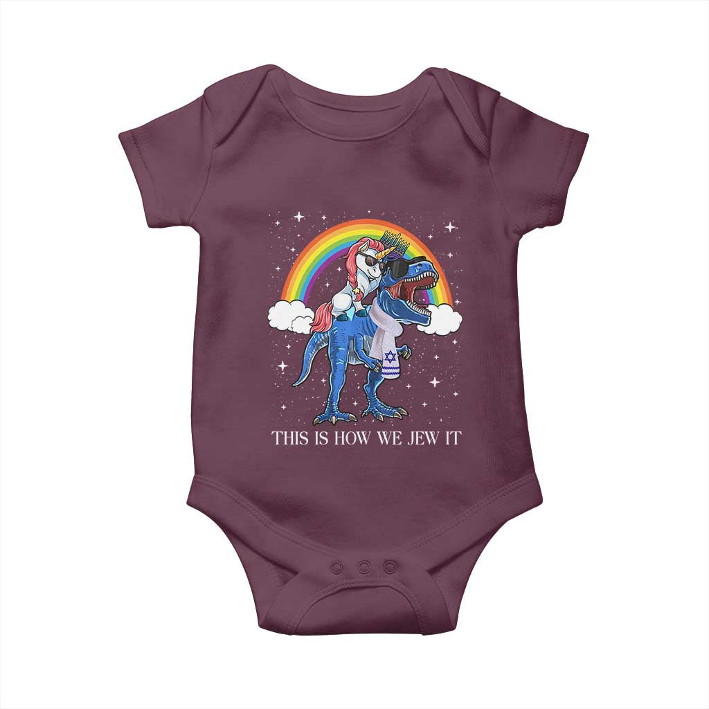Funny Hanukkah Baby Onesie Jewnicorn This Is How We Jew It TS10 Maroon Print Your Wear